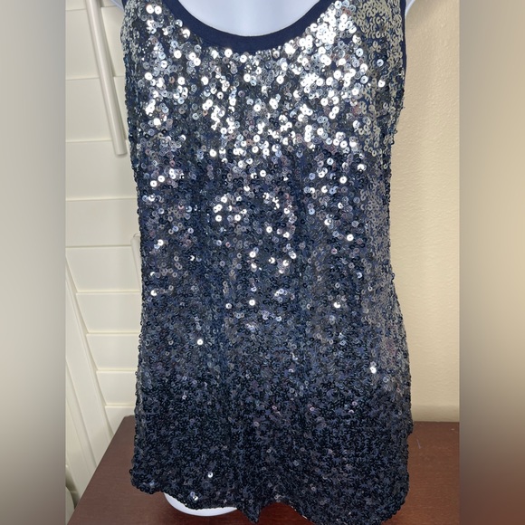 EXPRESS Navy Blue Sequin Tank Sz S - Picture 2 of 6